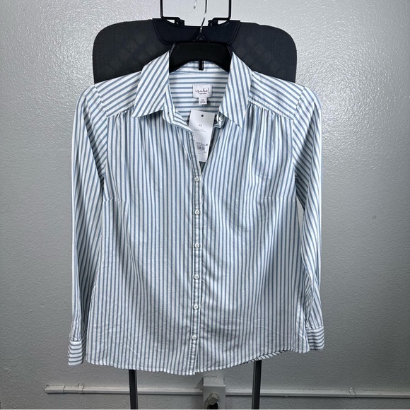 Isabel Maternity by Ingrid & Isabel Blue and White Button Down Shirt - Picture 1 of 6